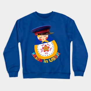 Russian matryoshka doll in a military cap Crewneck Sweatshirt